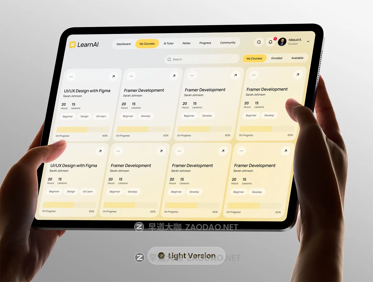 30+屏AI人工智能在线学习数据分析信息统计看板仪表盘UI界面设计Figma模板套件 LearnAI – AI Online Learning Platform UI Kit插图3 30+屏AI人工智能在线学习数据分析信息统计看板仪表盘UI界面设计Figma模板套件 LearnAI – AI Online Learning Platform UI Kit插图3