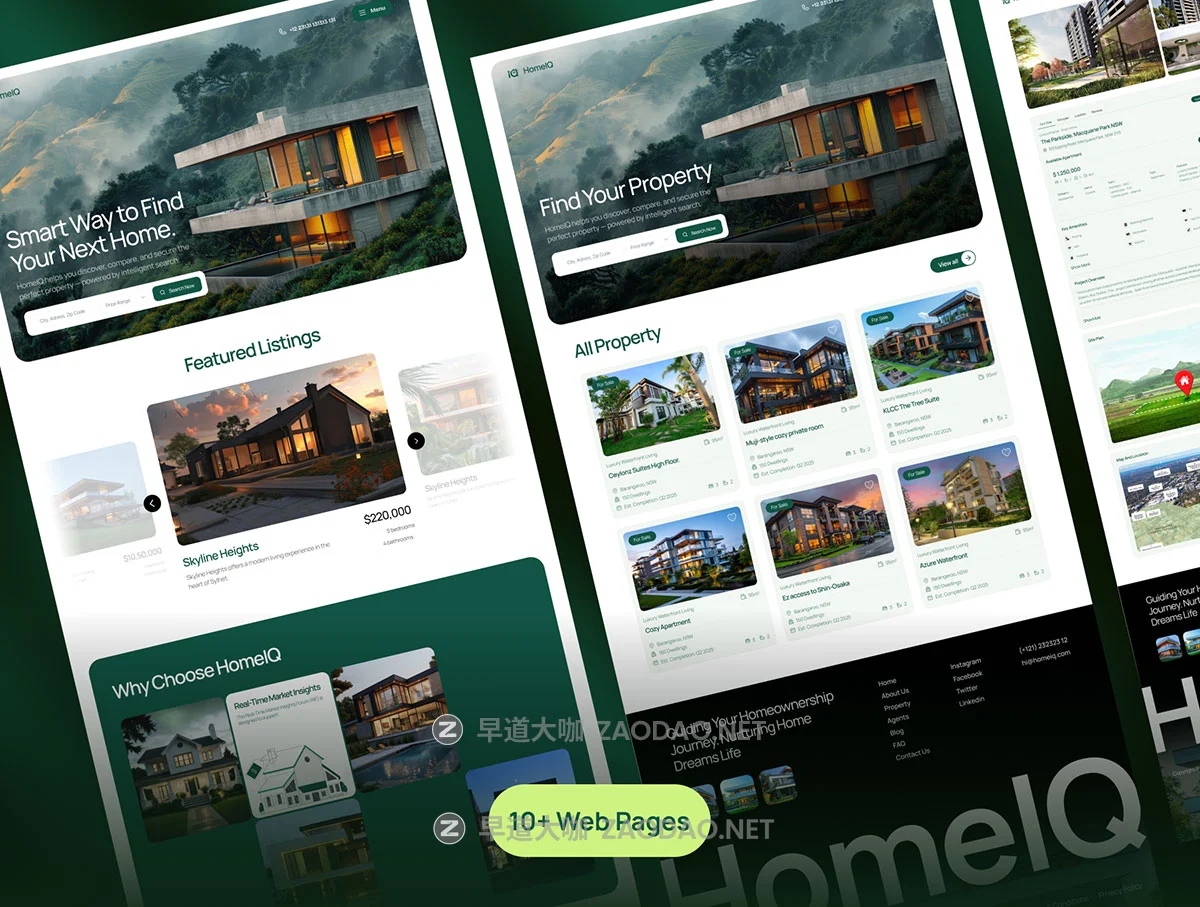 10+屏现代时尚房地产出售租房中介网站用户登录界面UI设计Figma模板套件 HomeIQ – Morden Real Estate Company Website UI Kit插图3 10+屏现代时尚房地产出售租房中介网站用户登录界面UI设计Figma模板套件 HomeIQ – Morden Real Estate Company Website UI Kit插图3