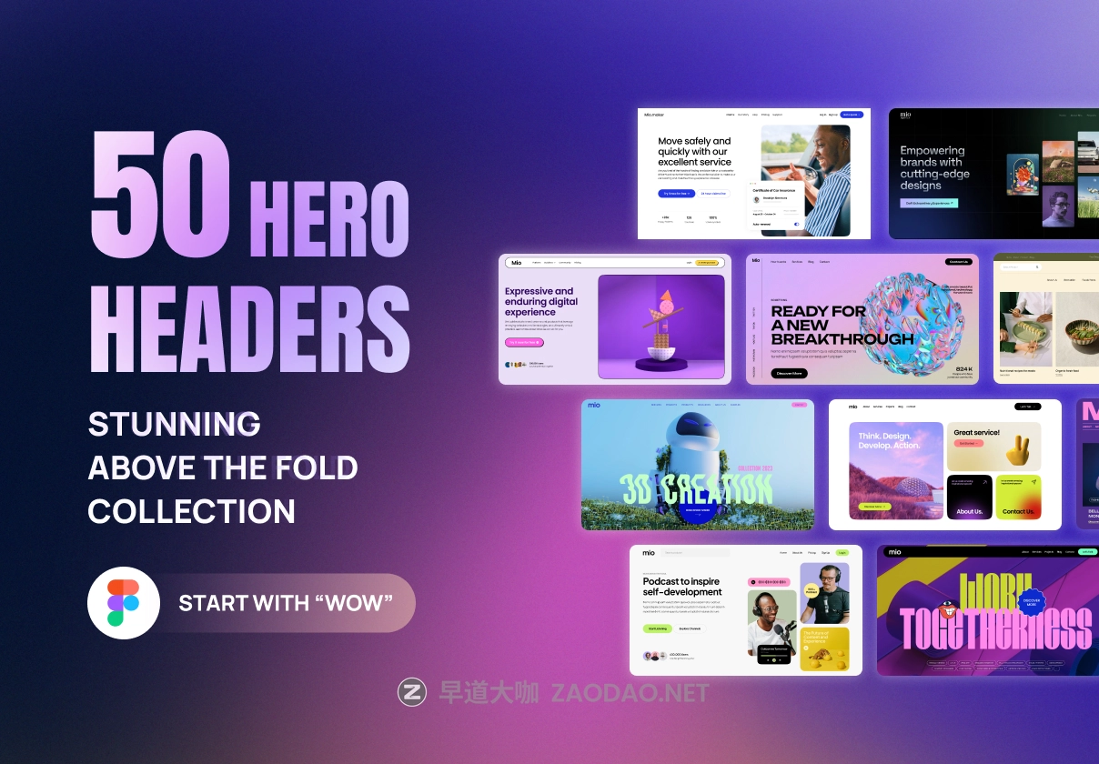 50屏多功能网站首页图文布局UI界面设计figma源文件模板素材 50 Hero Headers插图 50屏多功能网站首页图文布局UI界面设计figma源文件模板素材 50 Hero Headers插图