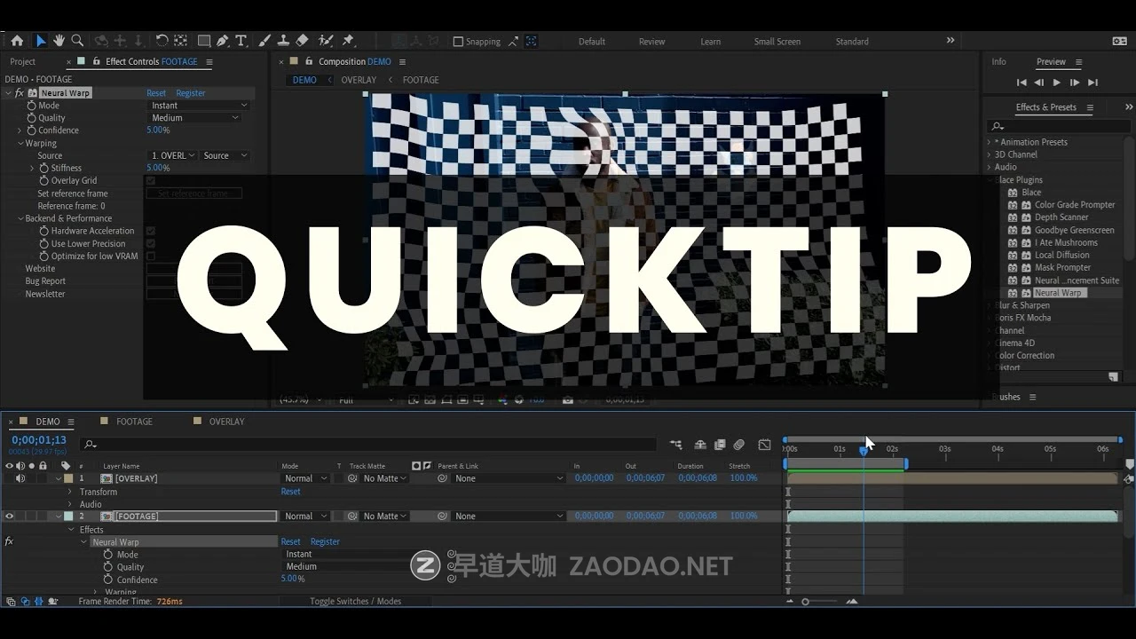 AE视频扭曲跟踪合成剪辑插件 Win/Mac版本 Aescripts – Neural Warp v1.7.40插图1 AE视频扭曲跟踪合成剪辑插件 Win/Mac版本 Aescripts – Neural Warp v1.7.40插图1