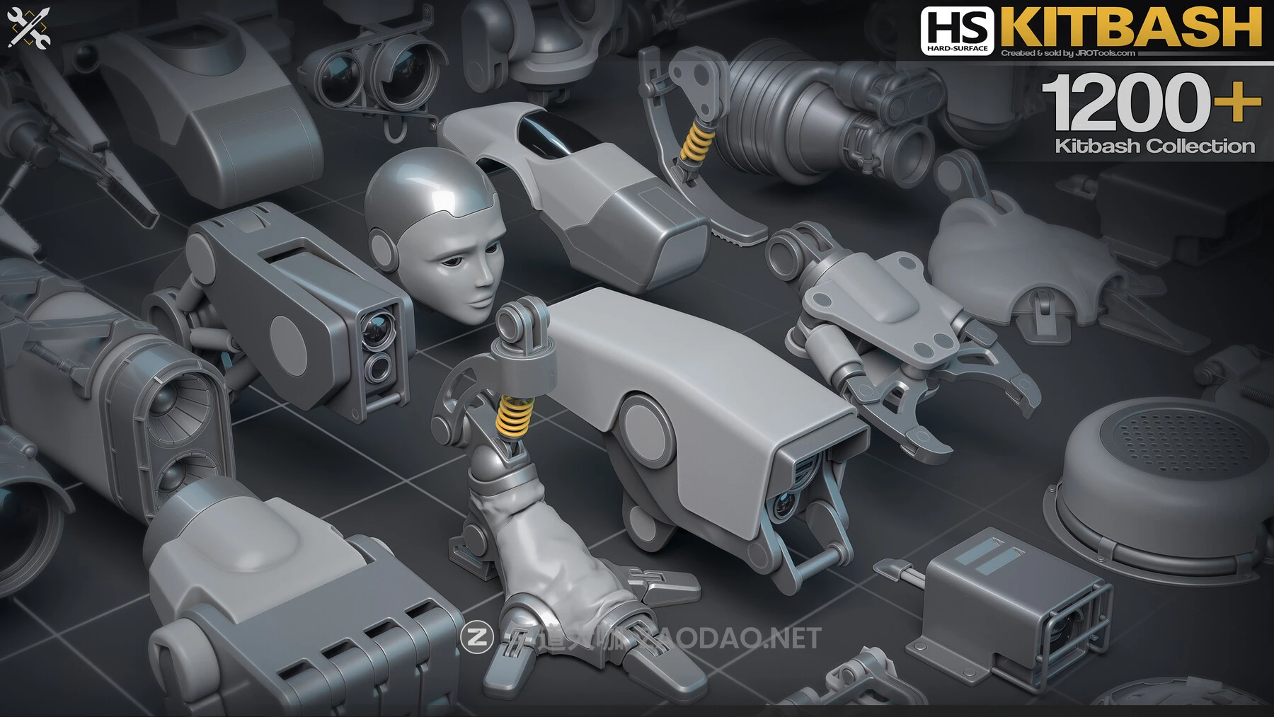 Kitbash 1271组机械手脚头零部件硬表面模型3D资产 FBX OBJ Maya ArtStation – Hard-Surface Kitbash Collection插图 Kitbash 1271组机械手脚头零部件硬表面模型3D资产 FBX OBJ Maya ArtStation – Hard-Surface Kitbash Collection插图