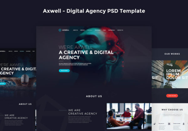 创意黑暗风格企业网站用户UI界面设计PSD模板源文件素材 Axwell特色图 创意黑暗风格企业网站用户UI界面设计PSD模板源文件素材 Axwell