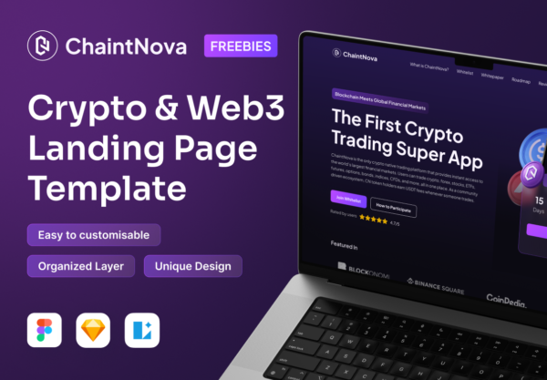 10+屏黑暗金融科技加密货币虚拟物品交易平台网站UI界面设计Figma模板素材 ChaintNova – Crypto & Web3 Landing Page Template特色图 10+屏黑暗金融科技加密货币虚拟物品交易平台网站UI界面设计Figma模板素材 ChaintNova – Crypto & Web3 Landing Page Template