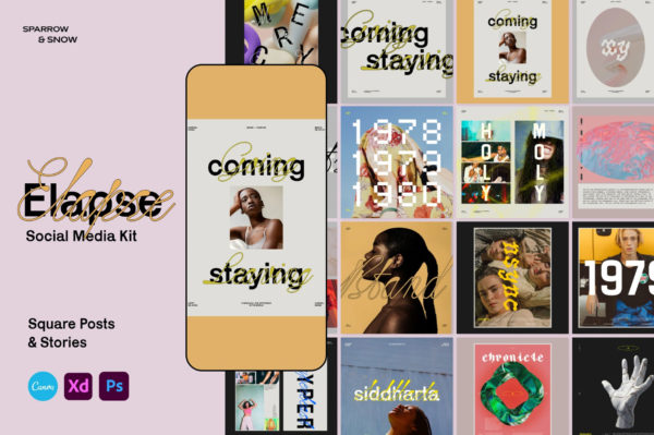 48款ins风方形社交媒体品牌推广公众号推文电商海报设计psd模板素材 Elapse – Social Media Templates特色图 48款ins风方形社交媒体品牌推广公众号推文电商海报设计psd模板素材 Elapse – Social Media Templates