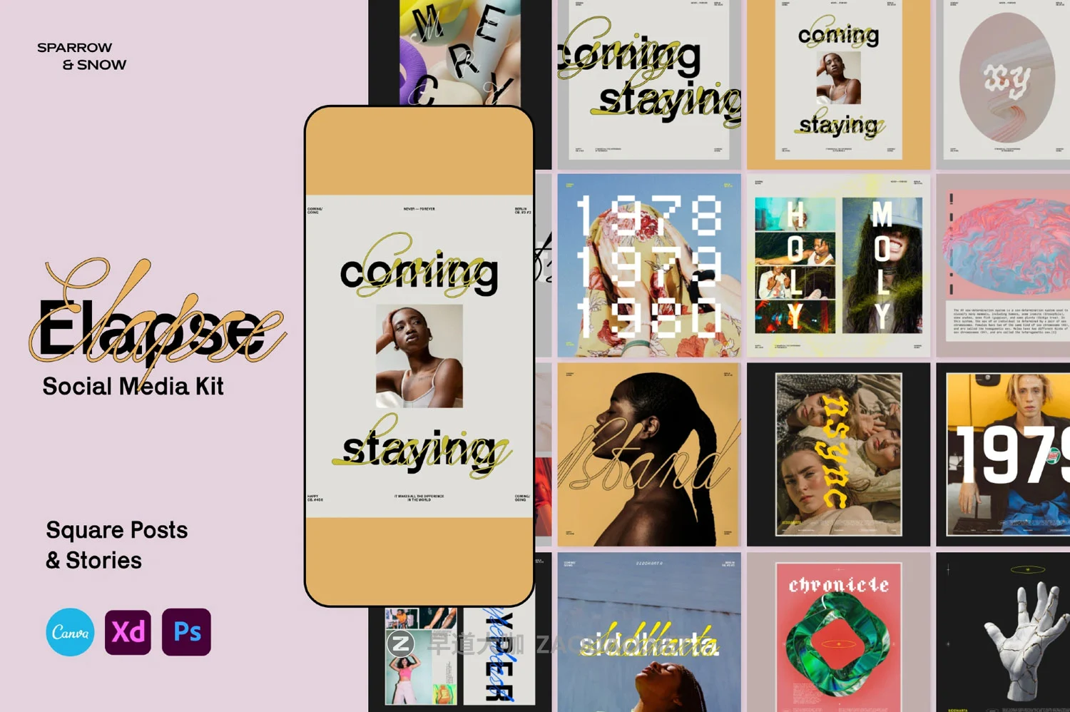 48款ins风方形社交媒体品牌推广公众号推文电商海报设计psd模板素材 Elapse – Social Media Templates插图 48款ins风方形社交媒体品牌推广公众号推文电商海报设计psd模板素材 Elapse – Social Media Templates插图