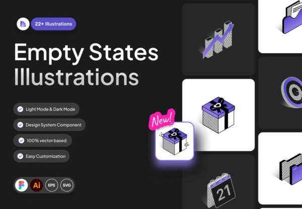 22款2.5D等距风格空状态互联网科技区块链矢量插图ai/figma格式素材 Empty State Illustration Kit 2特色图 22款2.5D等距风格空状态互联网科技区块链矢量插图ai/figma格式素材 Empty State Illustration Kit 2