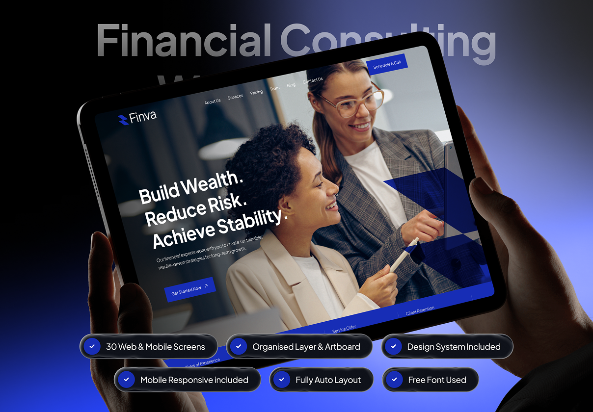 30屏响应式财务管理金融科技理财咨询网站用户界面UI设计figma模板套件 Finva – Financial Consulting Website UI Kit特色图 30屏响应式财务管理金融科技理财咨询网站用户界面UI设计figma模板套件 Finva – Financial Consulting Website UI Kit