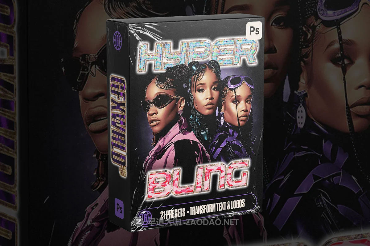 复古Y2K镀铬钻石虹彩迷彩3D立体字体文本设计ps特效样式预设 Gfxwrld – Hyper Bling Text Styles Pack (Vol. 1)插图 复古Y2K镀铬钻石虹彩迷彩3D立体字体文本设计ps特效样式预设 Gfxwrld – Hyper Bling Text Styles Pack (Vol. 1)插图