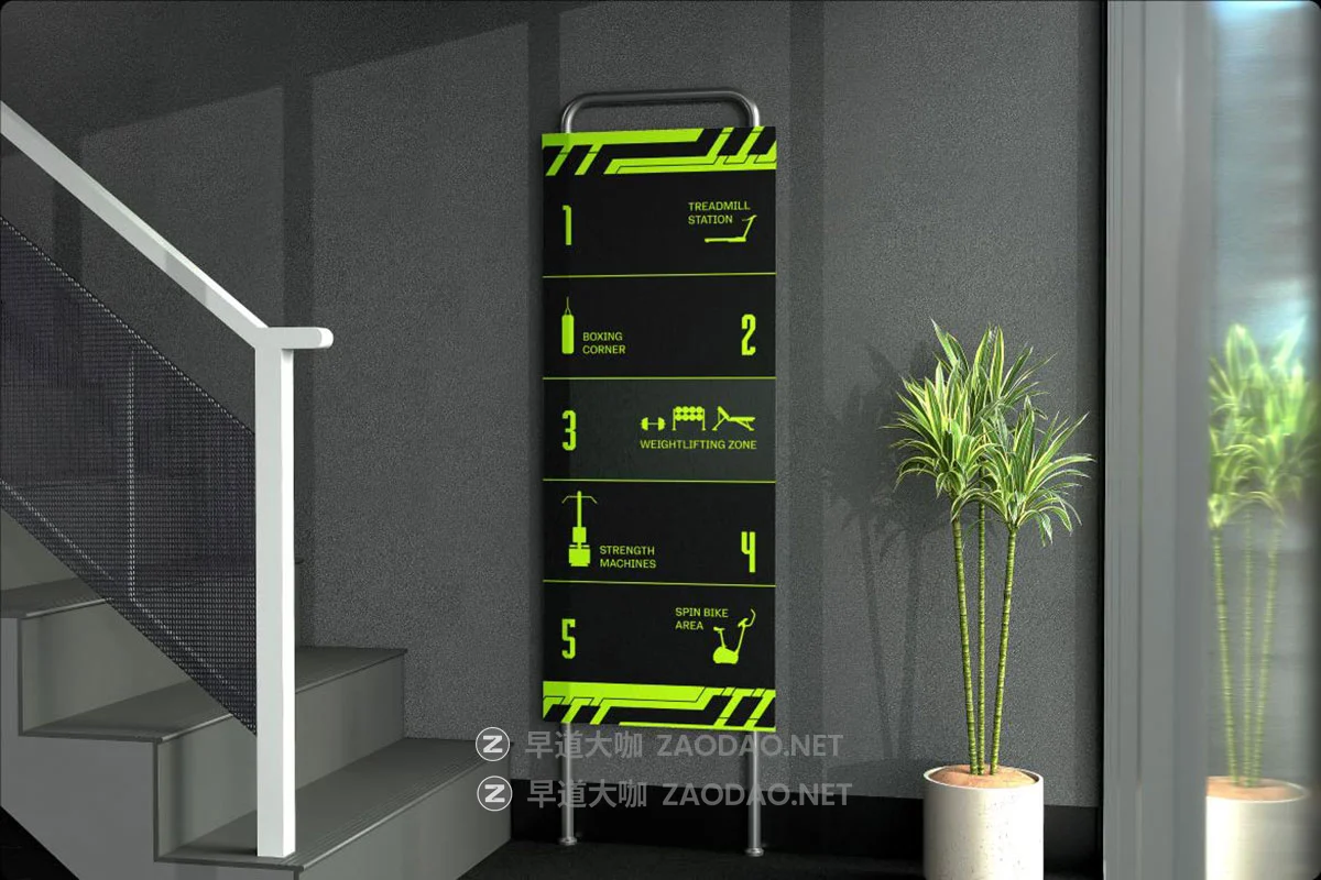 10款质感健身房品牌VI设计指示牌海报徽标贴图PSD样机模板素材 Gym Studio Branding – Environmental插图5 10款质感健身房品牌VI设计指示牌海报徽标贴图PSD样机模板素材 Gym Studio Branding – Environmental插图5