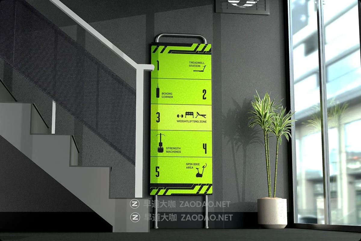10款质感健身房品牌VI设计指示牌海报徽标贴图PSD样机模板素材 Gym Studio Branding – Environmental插图6 10款质感健身房品牌VI设计指示牌海报徽标贴图PSD样机模板素材 Gym Studio Branding – Environmental插图6
