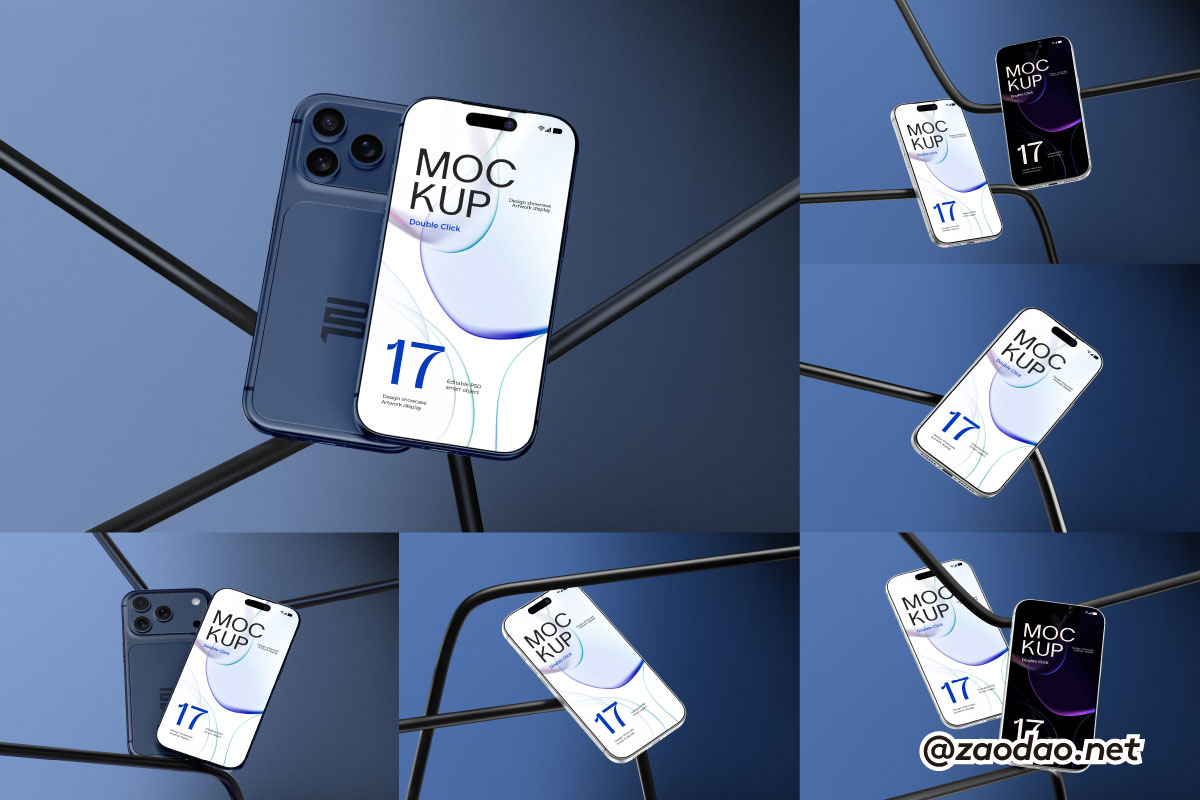 10款工业风手机广告UI界面设计作品展示苹果iPhone 17 Pro贴图样机模板 Industrial Modern iPhone 17 Pro Mockup特色图 10款工业风手机广告UI界面设计作品展示苹果iPhone 17 Pro贴图样机模板 Industrial Modern iPhone 17 Pro Mockup