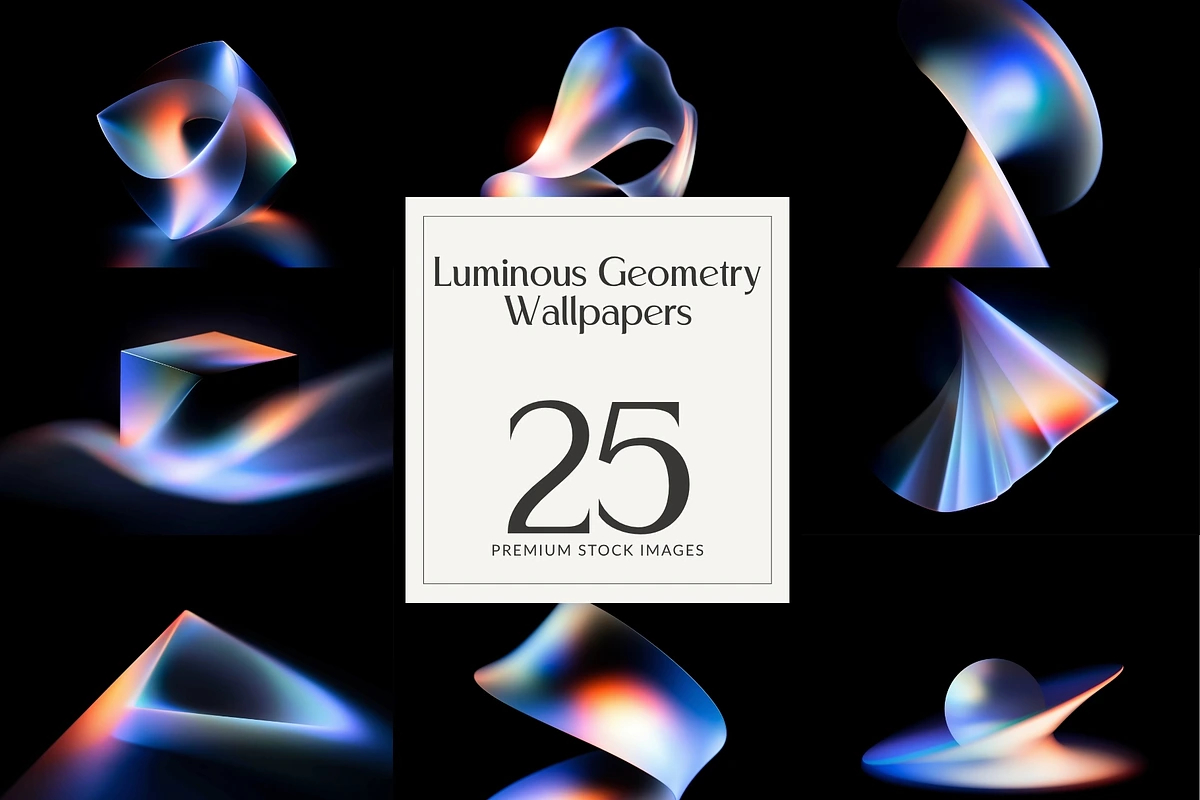 25款现代美学发光边缘模糊多彩几何图形背景图片设计素材 25 Luminous Geometry Wallpapers特色图 25款现代美学发光边缘模糊多彩几何图形背景图片设计素材 25 Luminous Geometry Wallpapers