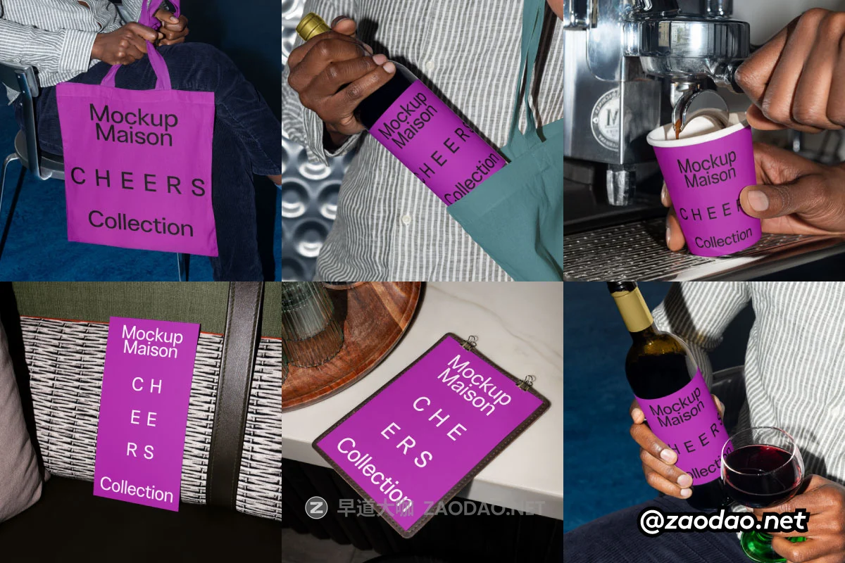 8款小众红酒标签咖啡纸杯帆布袋菜单卡片海报品牌VI设计展示PS贴图样机模板 Mockup.Maison – Cheers Collection P2插图 8款小众红酒标签咖啡纸杯帆布袋菜单卡片海报品牌VI设计展示PS贴图样机模板 Mockup.Maison – Cheers Collection P2插图
