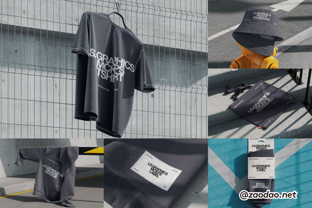 16款高级T恤吊牌标签连衣帽卫衣袜子渔夫帽棒球帽帆布袋服装vi设计贴图psd样机模板 Outdoor Merch Mockups by ls.graphics特色图 16款高级T恤吊牌标签连衣帽卫衣袜子渔夫帽棒球帽帆布袋服装vi设计贴图psd样机模板 Outdoor Merch Mockups by ls.graphics