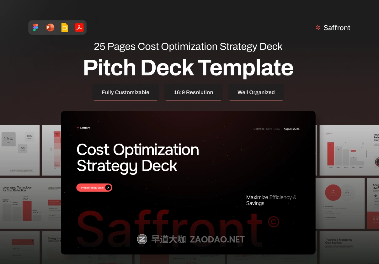 25页极简金融科技项目战略策划书年度简报报表幻灯片设计figma/ppt模板 Pitch Deck Cost Optimization Strategy – Saffront插图 25页极简金融科技项目战略策划书年度简报报表幻灯片设计figma/ppt模板 Pitch Deck Cost Optimization Strategy – Saffront插图