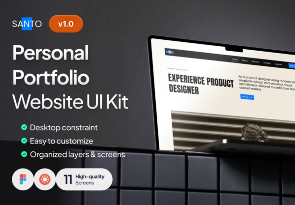 现代简约个人作品集工作室网站用户界面UI设计figma格式模板素材 Santo – Personal Portfolio Website UI Kit特色图 现代简约个人作品集工作室网站用户界面UI设计figma格式模板素材 Santo – Personal Portfolio Website UI Kit