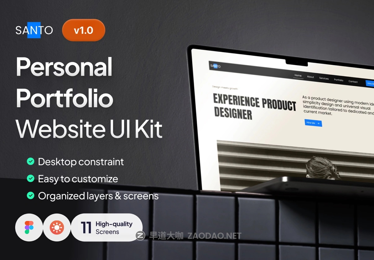 现代简约个人作品集工作室网站用户界面UI设计figma格式模板素材 Santo – Personal Portfolio Website UI Kit插图 现代简约个人作品集工作室网站用户界面UI设计figma格式模板素材 Santo – Personal Portfolio Website UI Kit插图