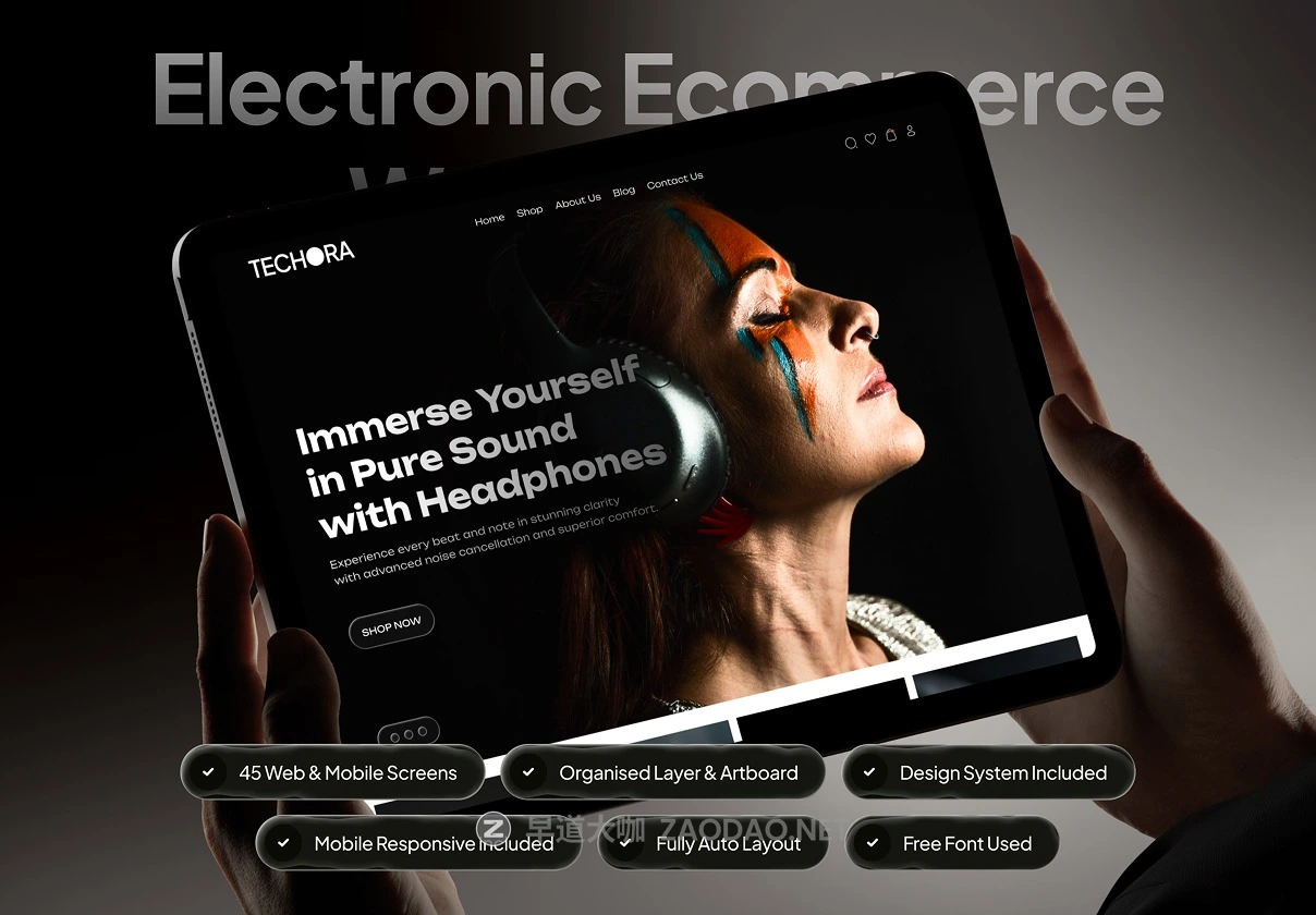 45屏高级双配色响应式在线购买电商商城网站UI界面设计figma模板套件TECHORA – Electronic Ecommerce Website UI Kit插图 45屏高级双配色响应式在线购买电商商城网站UI界面设计figma模板套件TECHORA – Electronic Ecommerce Website UI Kit插图