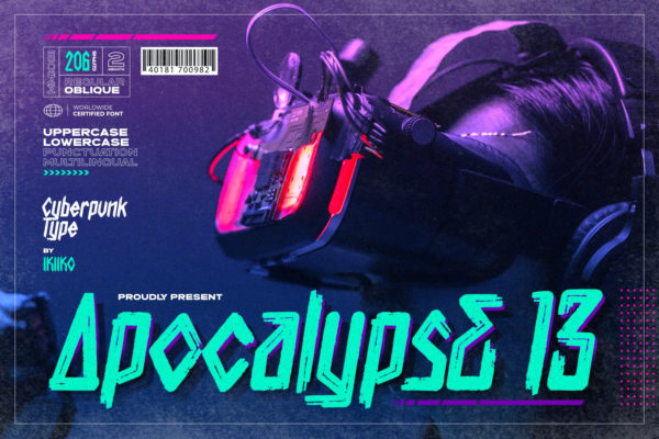 时尚反乌托邦风杂志电影海报标题设计装饰英文字体安装包 Apocalypse 13 – Cyberpunk Font特色图 时尚反乌托邦风杂志电影海报标题设计装饰英文字体安装包 Apocalypse 13 – Cyberpunk Font