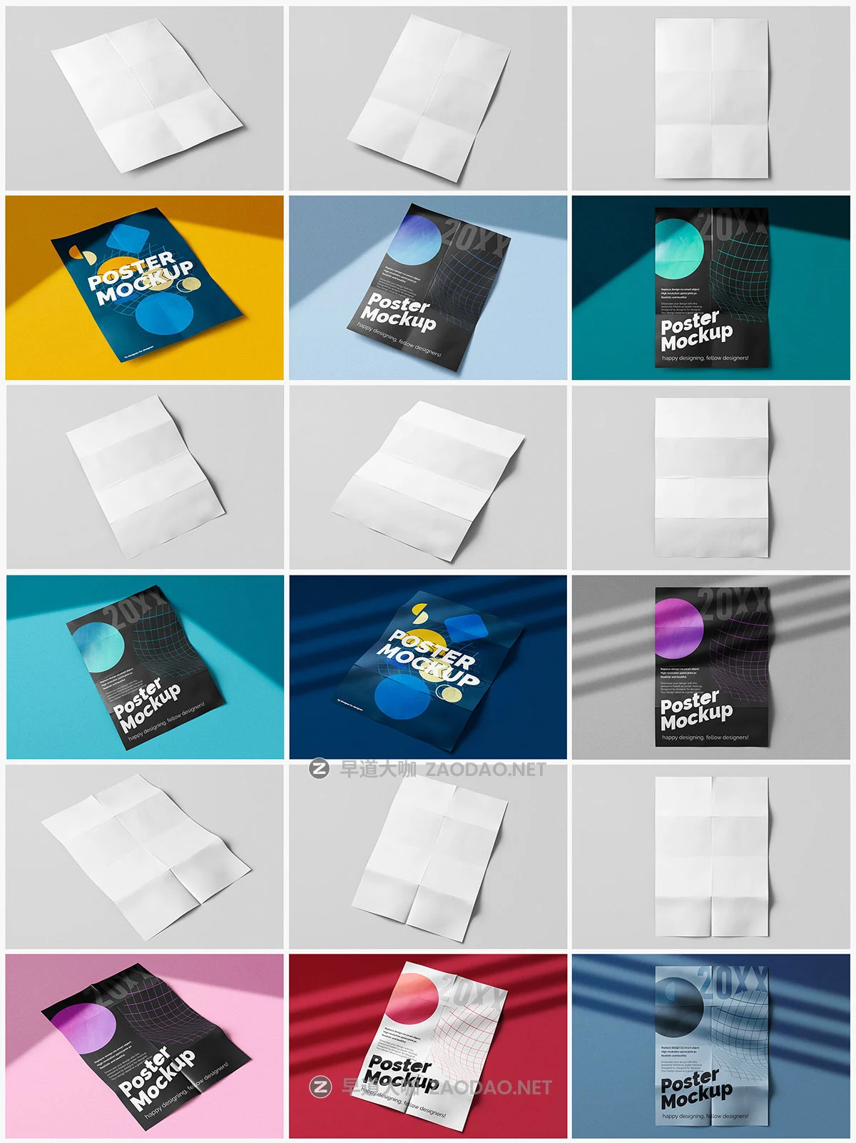 18款折痕宣传单页海报招贴设计展示效果图ps贴图样机模板素材 Folded A4 Poster PSD Mockup Pack插图9 18款折痕宣传单页海报招贴设计展示效果图ps贴图样机模板素材 Folded A4 Poster PSD Mockup Pack插图9