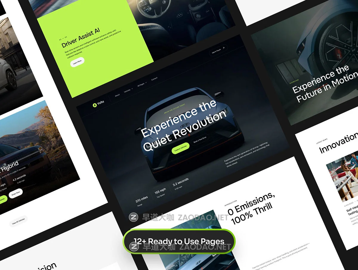 12屏响应式绿色新能源电动汽车网站用户界面UI设计figma/framer模板素材 Voltz – The Electric Car Framer UI Template插图2 12屏响应式绿色新能源电动汽车网站用户界面UI设计figma/framer模板素材 Voltz – The Electric Car Framer UI Template插图2