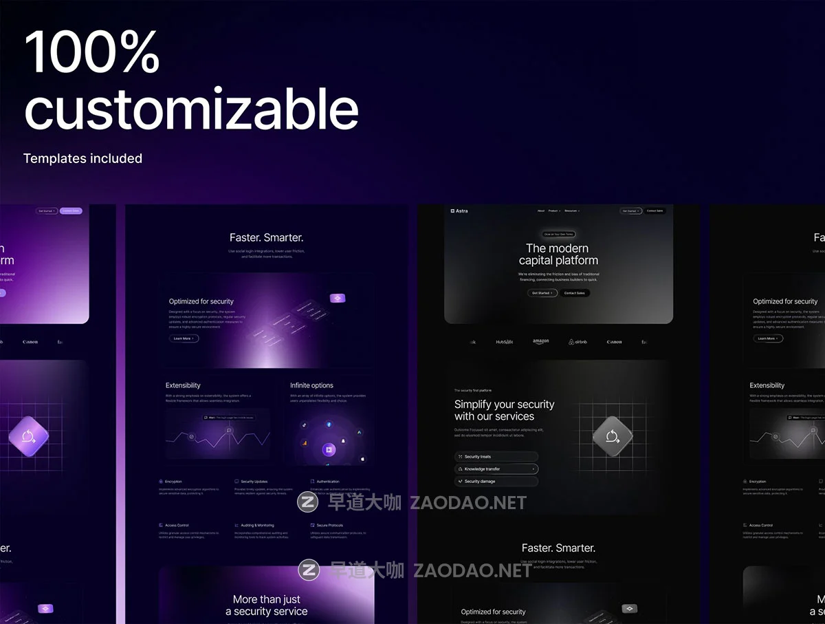 创意黑暗SaaS技术服务平台网站用户界面UI设计Figma模板素材 Astra- SaaS Landing Page Template插图1 创意黑暗SaaS技术服务平台网站用户界面UI设计Figma模板素材 Astra- SaaS Landing Page Template插图1