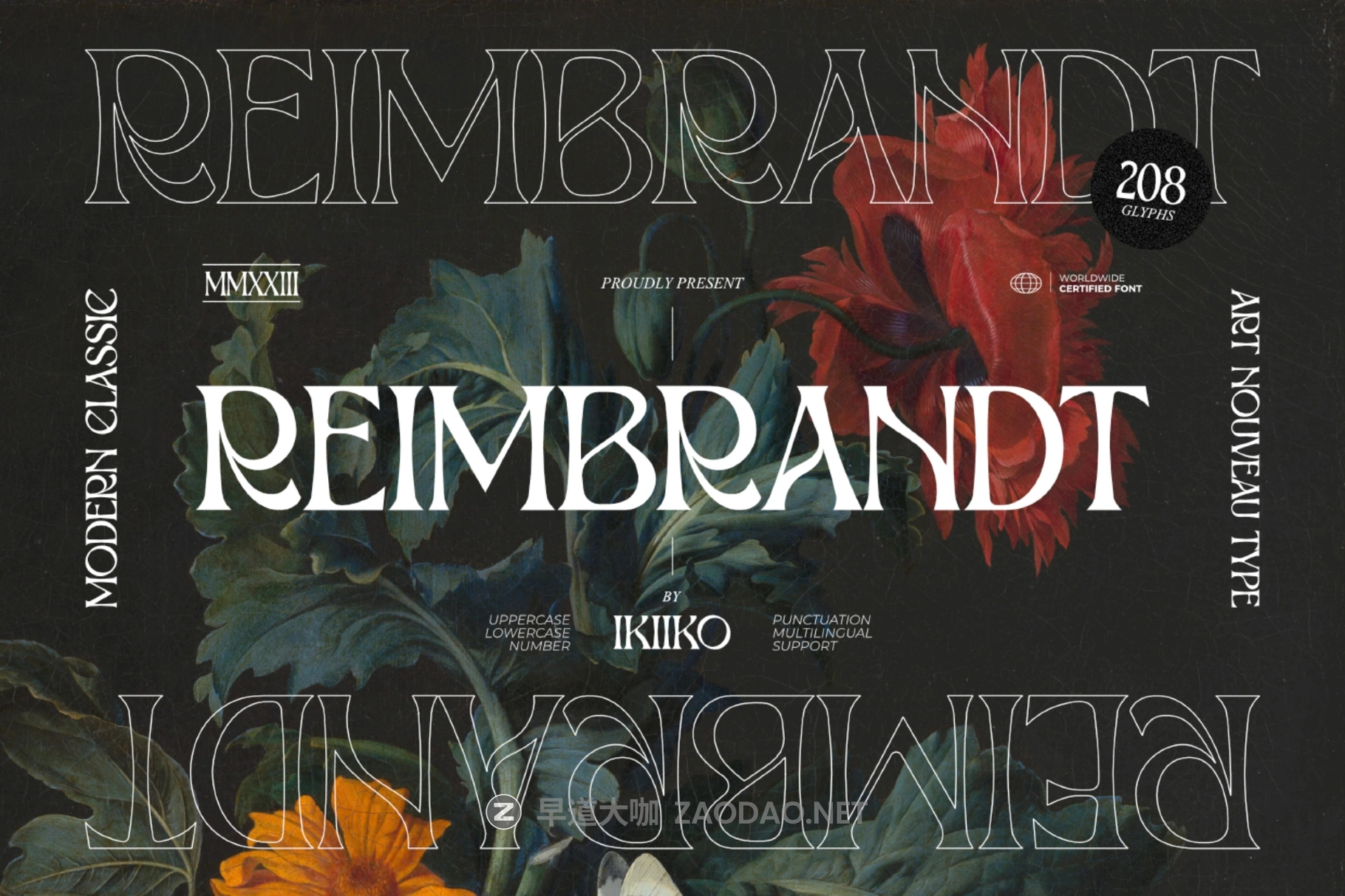 时尚复古新艺术风格海报包装徽标设计衬线英文字体安装包 Reimbrandt – Art Nouveau Font插图 时尚复古新艺术风格海报包装徽标设计衬线英文字体安装包 Reimbrandt – Art Nouveau Font插图