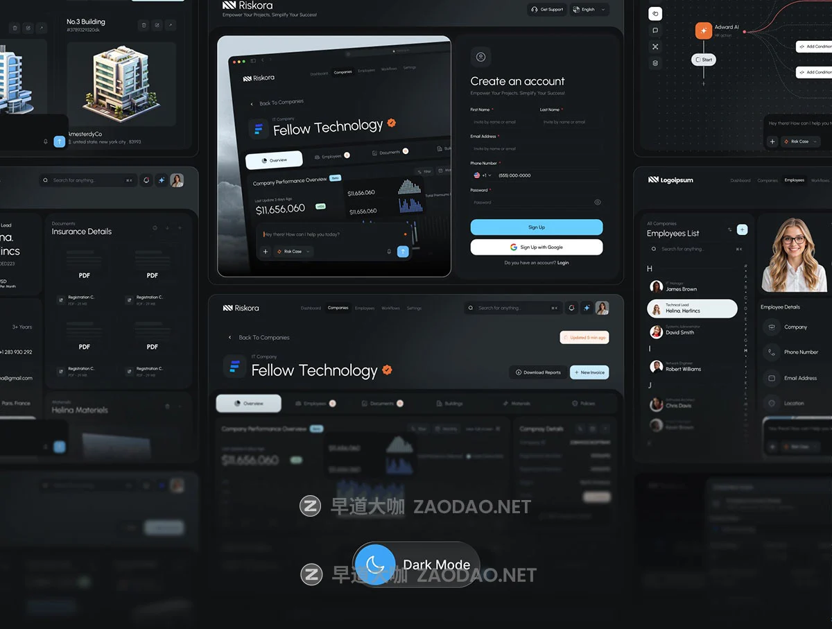 100+屏双配色AI人工智能B2B商业保险平台网站UI界面设计Figma模板素材 Riskora: AI-Powered B2B Insurance Platform插图4 100+屏双配色AI人工智能B2B商业保险平台网站UI界面设计Figma模板素材 Riskora: AI-Powered B2B Insurance Platform插图4
