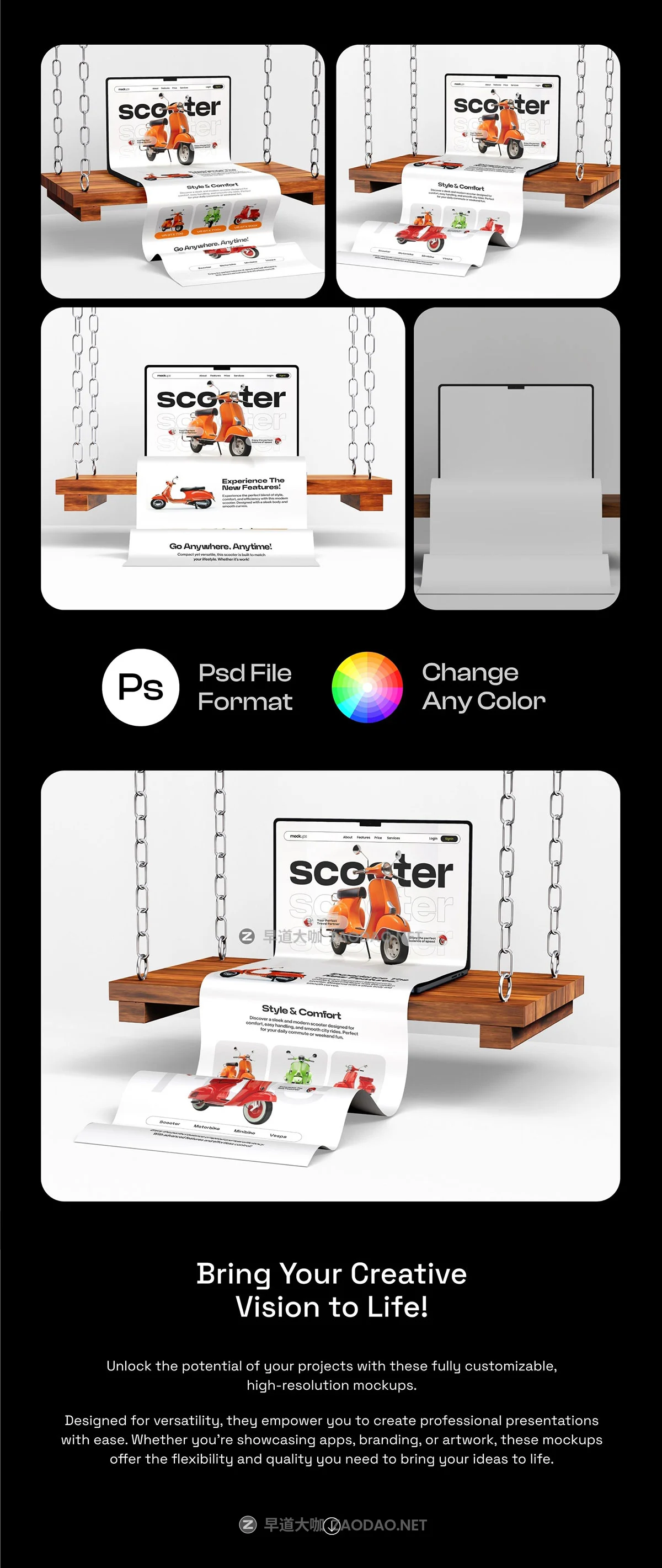 3款长卷多屏网站UI界面广告设计展示效果图ps贴图样机模板素材 Long Scroll Macbook Screen Mockup Set – 03 Unique Scene插图7 3款长卷多屏网站UI界面广告设计展示效果图ps贴图样机模板素材 Long Scroll Macbook Screen Mockup Set – 03 Unique Scene插图7