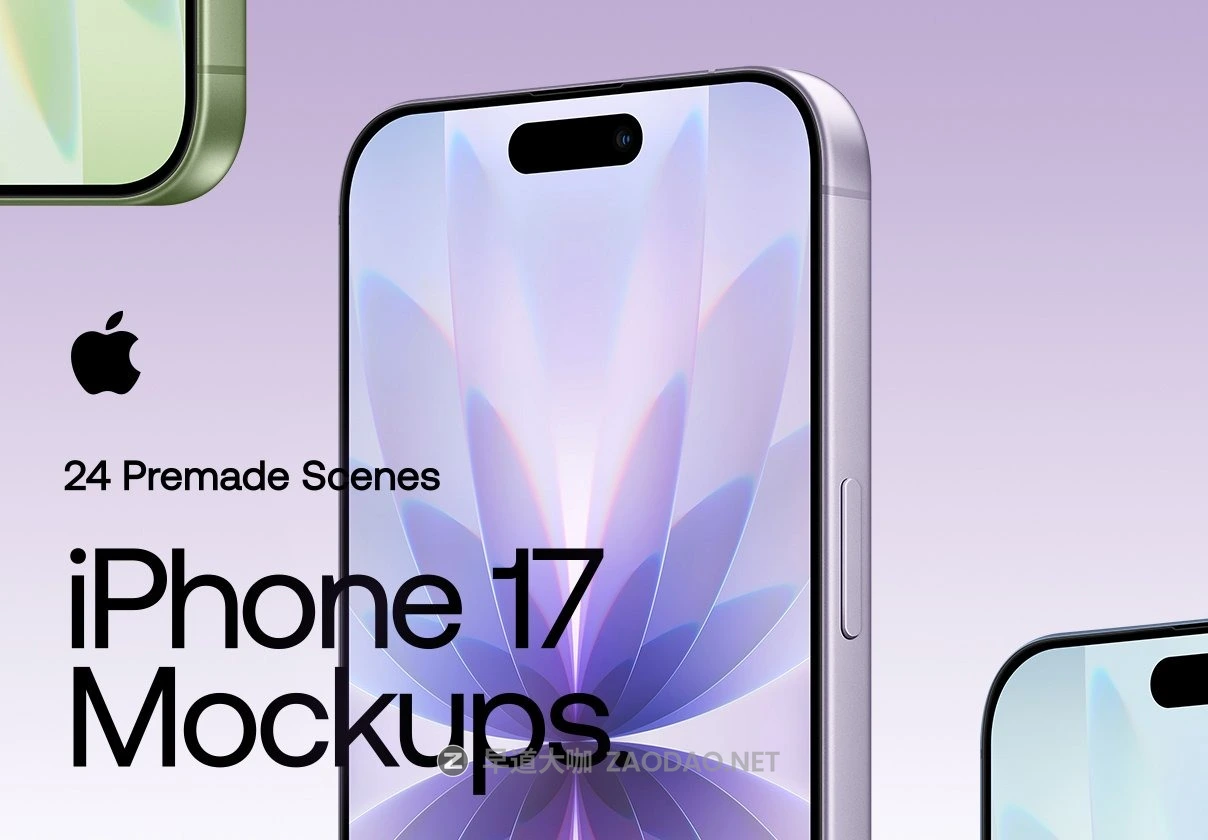 24款逼真手机app ui广告设计苹果iPhone 17展示效果图ps贴图样机模板 iPhone 17 – 24 Mockups Scenes插图 24款逼真手机app ui广告设计苹果iPhone 17展示效果图ps贴图样机模板 iPhone 17 – 24 Mockups Scenes插图
