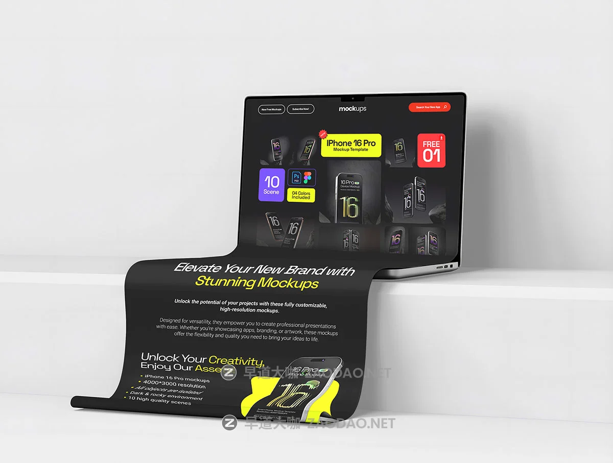 3款长卷轴网站UI界面设计苹果MacBook电脑贴图样机psd模板素材 Macbook Long Scroll Extended Screen Mockup Set – 03 Scene插图3 3款长卷轴网站UI界面设计苹果MacBook电脑贴图样机psd模板素材 Macbook Long Scroll Extended Screen Mockup Set – 03 Scene插图3