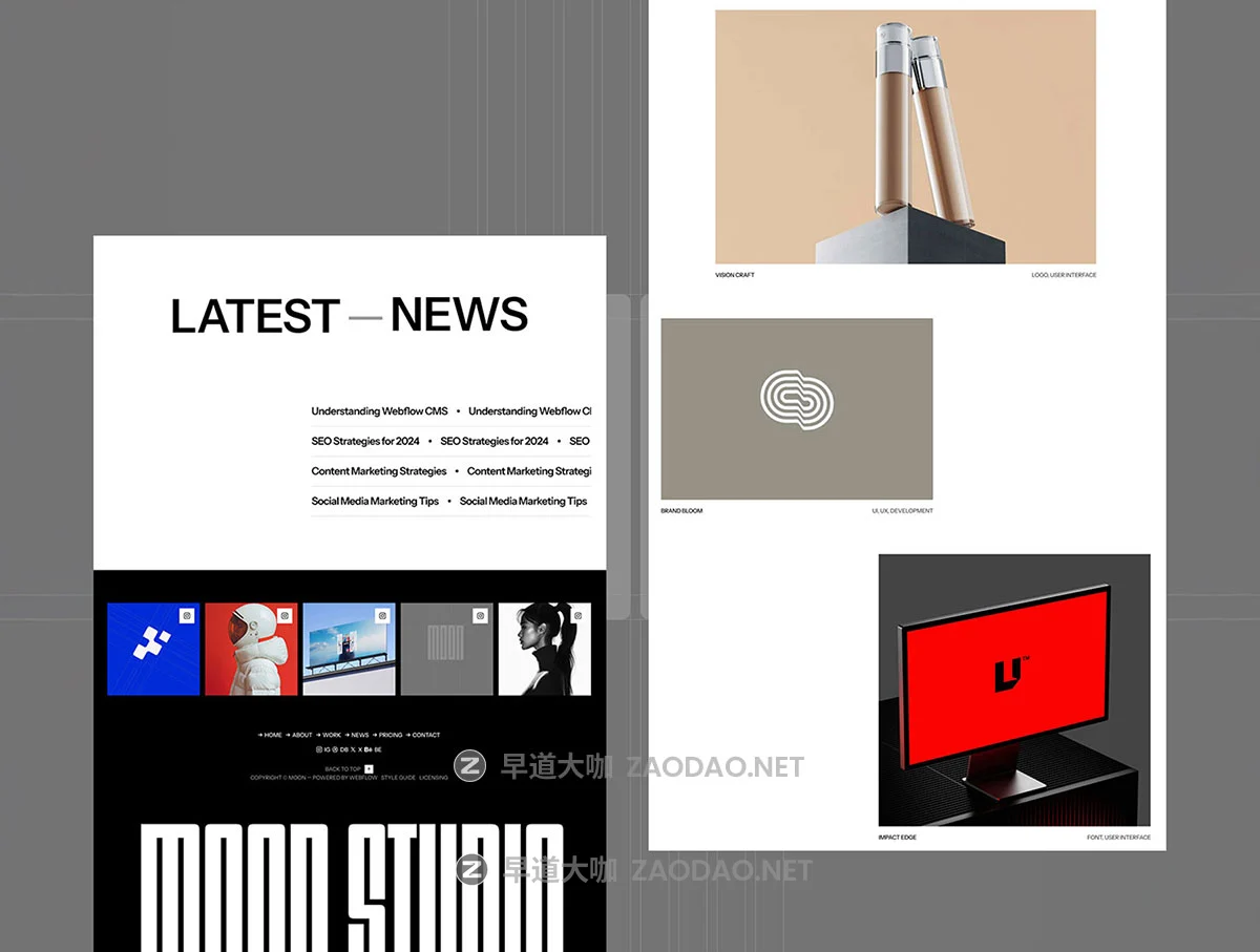 现代极简美学设计摄影工作室作品集网站用户界面UI设计figma/framer模板素材 Moon – Webflow and Framer Template插图2 现代极简美学设计摄影工作室作品集网站用户界面UI设计figma/framer模板素材 Moon – Webflow and Framer Template插图2