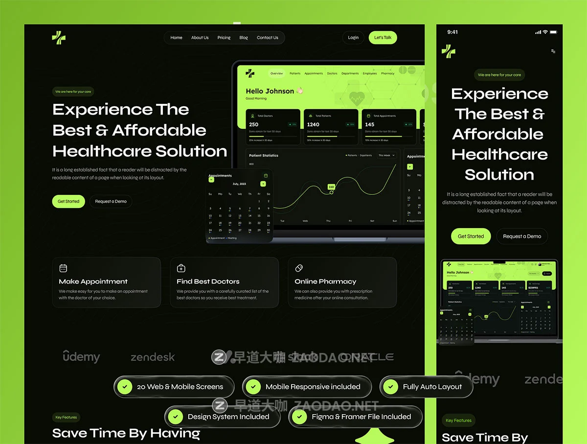 20屏响应式黑暗SaaS服务医疗保健体检健康网站用户UI界面设计Figma模板素材 Prinstin – SaaS Medical Website Framer Template插图1 20屏响应式黑暗SaaS服务医疗保健体检健康网站用户UI界面设计Figma模板素材 Prinstin – SaaS Medical Website Framer Template插图1