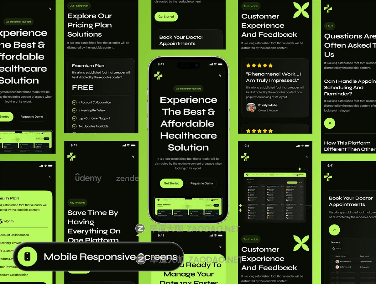 20屏响应式黑暗SaaS服务医疗保健体检健康网站用户UI界面设计Figma模板素材 Prinstin – SaaS Medical Website Framer Template插图14 20屏响应式黑暗SaaS服务医疗保健体检健康网站用户UI界面设计Figma模板素材 Prinstin – SaaS Medical Website Framer Template插图14