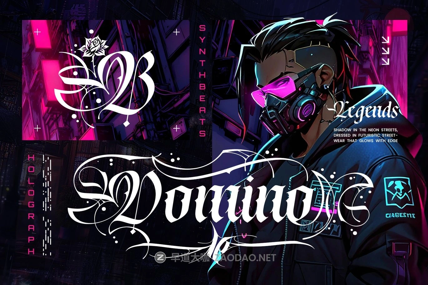 时尚前卫哥特式赛博朋克品牌海报游戏标题设计装饰英文字体 Rebella Typeface插图4 时尚前卫哥特式赛博朋克品牌海报游戏标题设计装饰英文字体 Rebella Typeface插图4