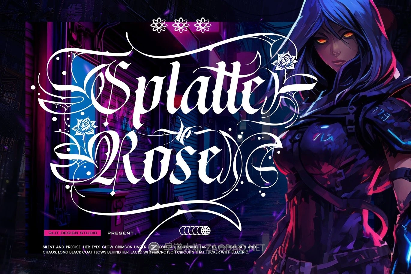 时尚前卫哥特式赛博朋克品牌海报游戏标题设计装饰英文字体 Rebella Typeface插图6 时尚前卫哥特式赛博朋克品牌海报游戏标题设计装饰英文字体 Rebella Typeface插图6