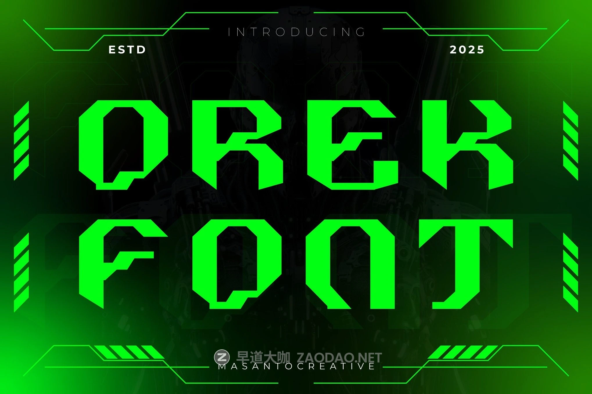 未来科幻赛博朋克美学品牌海报游戏标题设计装饰英文字体 Orek – Modern Futuristic Font插图 未来科幻赛博朋克美学品牌海报游戏标题设计装饰英文字体 Orek – Modern Futuristic Font插图
