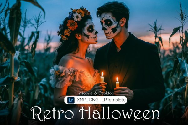 10组复古恐怖万圣节主题肖像摄影照片调色Lightroom预设 Retro Halloween preset特色图 10组复古恐怖万圣节主题肖像摄影照片调色Lightroom预设 Retro Halloween preset