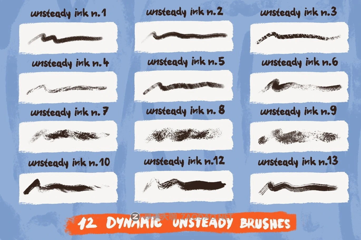 12组真实墨水水墨蜡笔线条毛笔笔触艺术绘画效果procreate笔刷画笔设计素材 Unsteady Inks for Procreate插图4 12组真实墨水水墨蜡笔线条毛笔笔触艺术绘画效果procreate笔刷画笔设计素材 Unsteady Inks for Procreate插图4