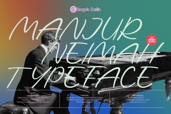 现代复古美学品牌海报标志设计手写英文字体安装包 Manjur Neimah – Handwritten Brush Modern Logo Font