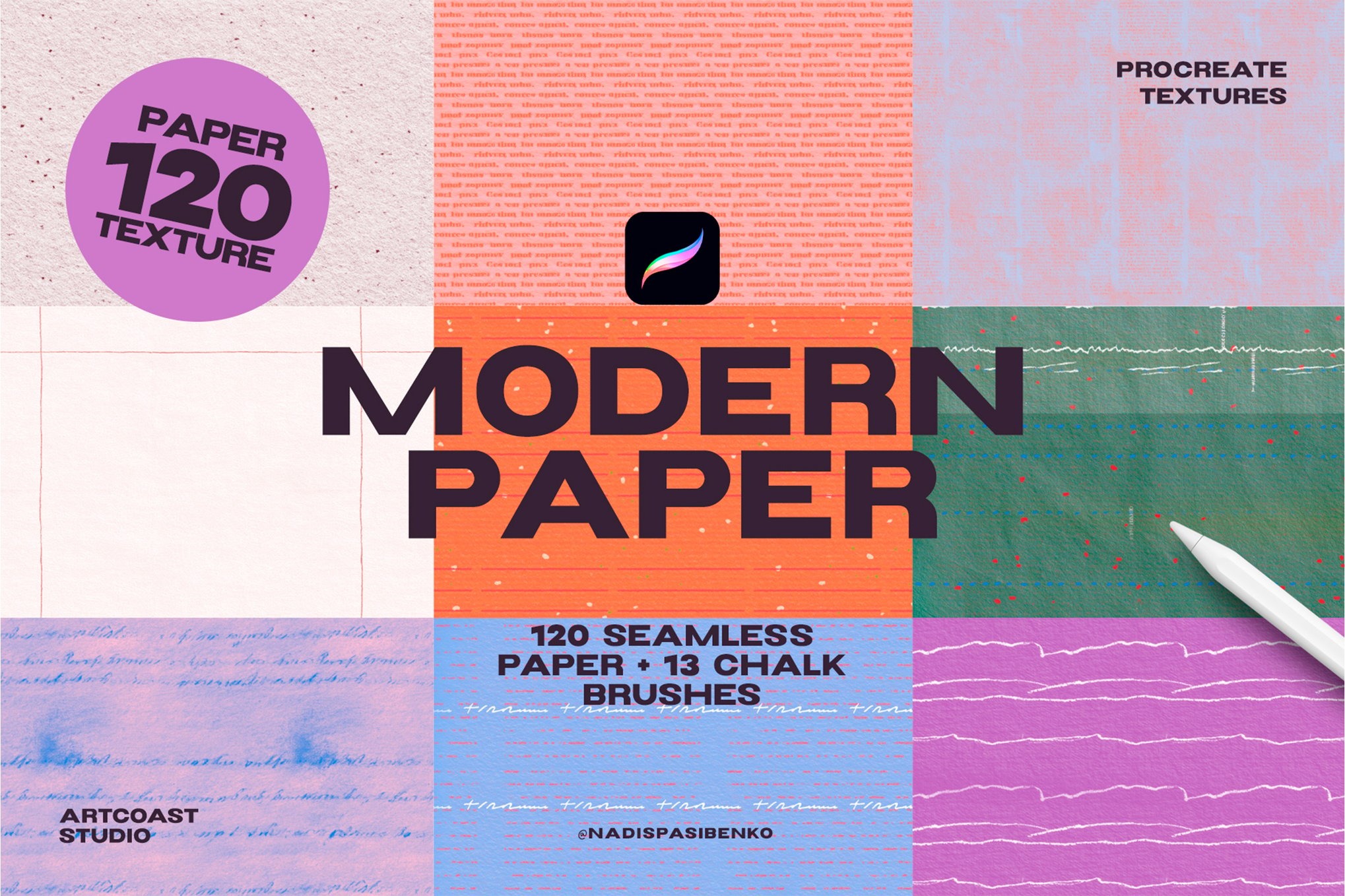 133款无缝隙纸张纸片纹理肌理粉笔记号笔马克笔铅笔线条procreate笔刷画笔素材 Modern Paper – Procreate Textures特色图 133款无缝隙纸张纸片纹理肌理粉笔记号笔马克笔铅笔线条procreate笔刷画笔素材 Modern Paper – Procreate Textures