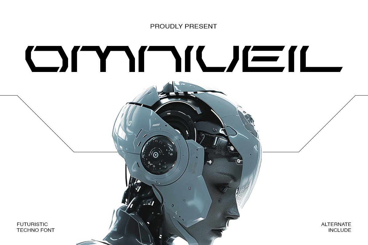 现代未来派人工智能电影游戏标题设计无衬线英文字体安装包 Omniveil Futuristic Font特色图 现代未来派人工智能电影游戏标题设计无衬线英文字体安装包 Omniveil Futuristic Font