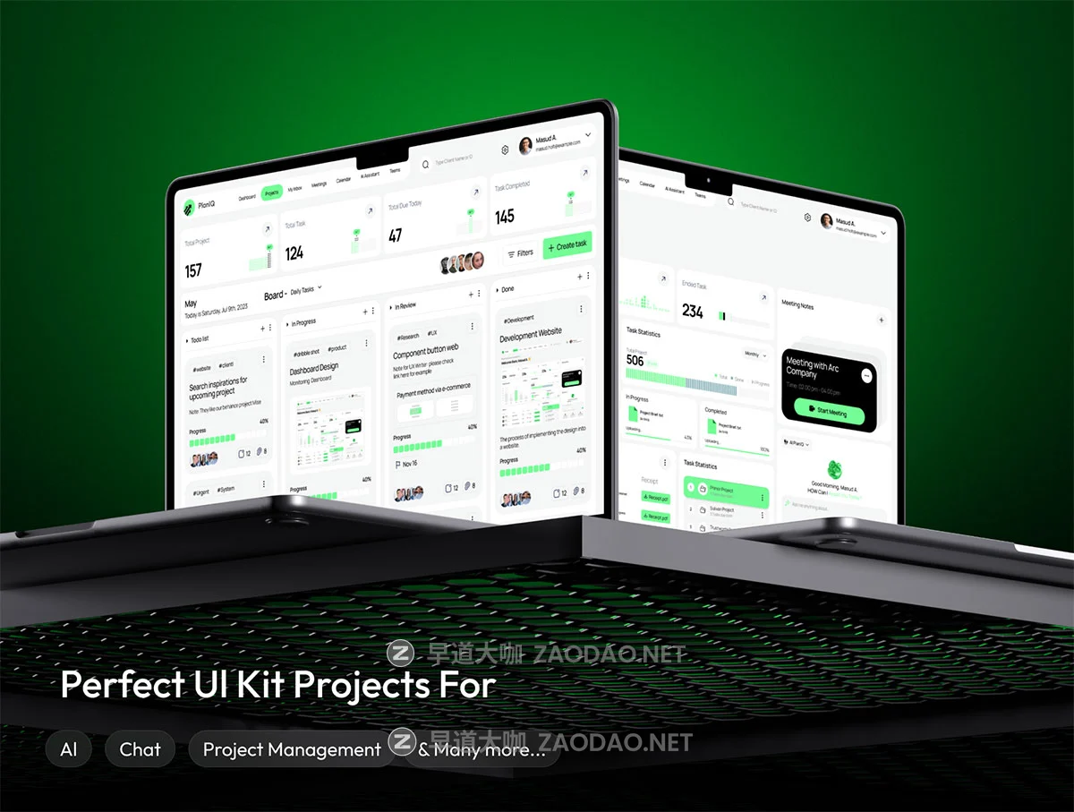 40+屏AI人工智能项目流程进度跟踪绩效生产力仪表盘用户UI界面设计figma模板套件 PlanIQ – AI SaaS Project Management Dashboard UI Kit插图4 40+屏AI人工智能项目流程进度跟踪绩效生产力仪表盘用户UI界面设计figma模板套件 PlanIQ – AI SaaS Project Management Dashboard UI Kit插图4