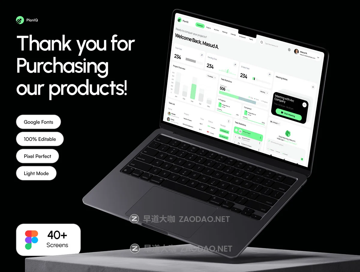 40+屏AI人工智能项目流程进度跟踪绩效生产力仪表盘用户UI界面设计figma模板套件 PlanIQ – AI SaaS Project Management Dashboard UI Kit插图7 40+屏AI人工智能项目流程进度跟踪绩效生产力仪表盘用户UI界面设计figma模板套件 PlanIQ – AI SaaS Project Management Dashboard UI Kit插图7