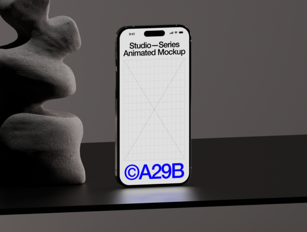 现代时尚手机app ui界面广告作品设计苹果iPhone 15 Pro动态展示AE样机模板 Animated iPhone 15 Pro Mockup 03