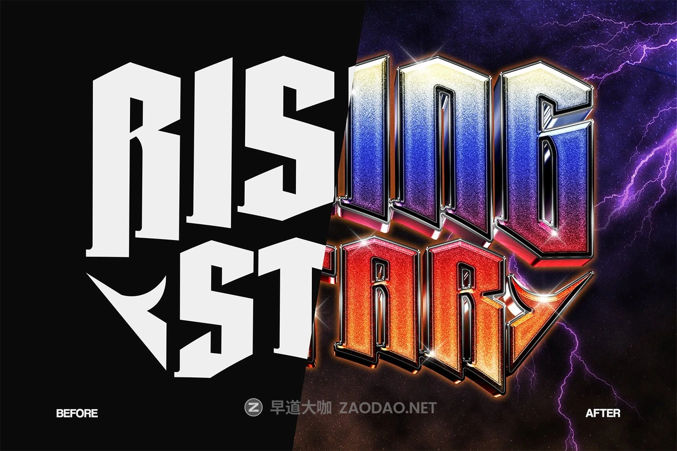 潮流3D立体金属镀铬海报电影标题logo设计ps特效样机模版 3D Metallic Chrome Text Effect插图1 潮流3D立体金属镀铬海报电影标题logo设计ps特效样机模版 3D Metallic Chrome Text Effect插图1