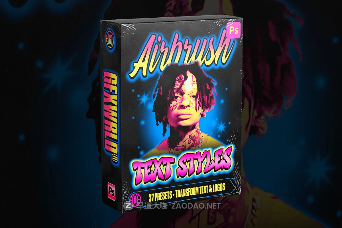 梦幻褪色霓虹灯光芒颗粒纹理T恤服装文字标题logo设计ps特效样式预设 Gfxwrld – Airbrush Text Styles Pack (Vol. 2)插图 梦幻褪色霓虹灯光芒颗粒纹理T恤服装文字标题logo设计ps特效样式预设 Gfxwrld – Airbrush Text Styles Pack (Vol. 2)插图
