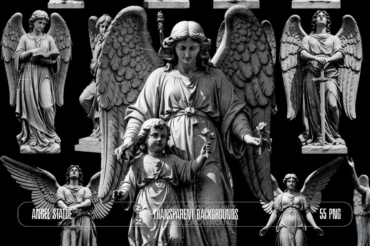 55款黑暗哥特式巴洛克天使雕像古典美学书籍专辑封面T恤印花设计png免抠图素材 Angel Statue PNG Collections插图4 55款黑暗哥特式巴洛克天使雕像古典美学书籍专辑封面T恤印花设计png免抠图素材 Angel Statue PNG Collections插图4