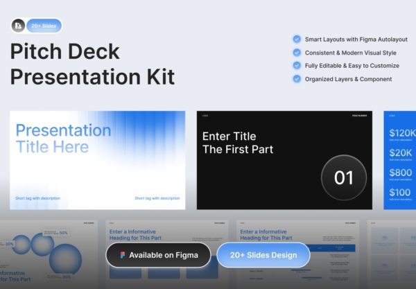 25页极简商业战略策划企业年度报表简报幻灯片设计ppt/figma模板 Blura – Pitch Deck Kit特色图 25页极简商业战略策划企业年度报表简报幻灯片设计ppt/figma模板 Blura – Pitch Deck Kit