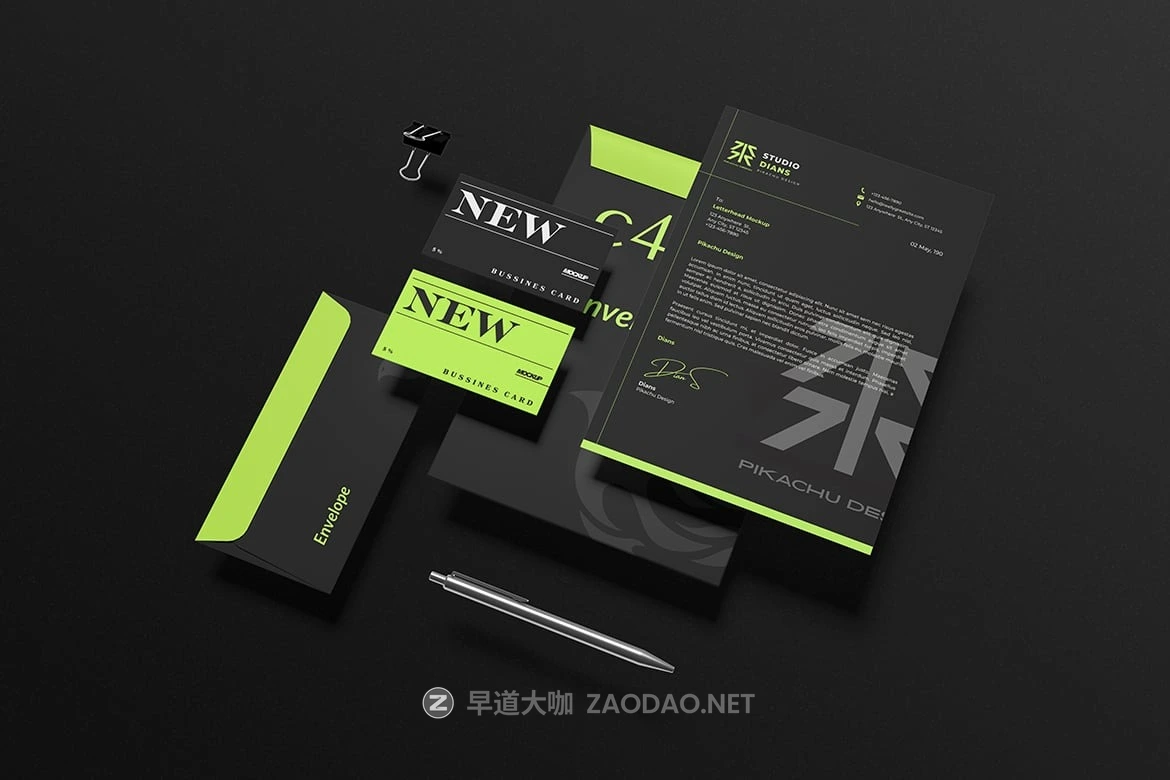 3款暗黑办公文具名片信封信纸vi设计展示效果图psd样机模板 Brand Stationery Mockup插图3 3款暗黑办公文具名片信封信纸vi设计展示效果图psd样机模板 Brand Stationery Mockup插图3